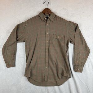 Enro Button Down Shirt Mens Medium Long Sleeve Plaid Brown Red Blue Pocket